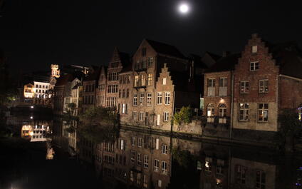 NA: Kraanlei met nieuwe verlichting - © Bart Peeters Stad Gent